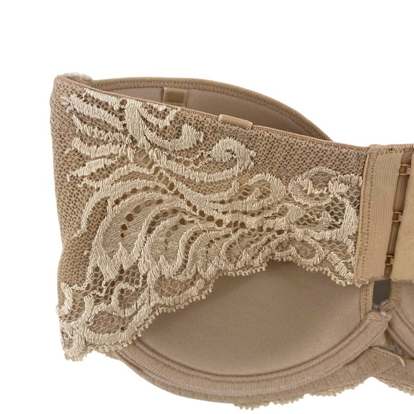 NATORI TAN FEATHERS PLUNGE STRAPLESS BRA SIZE 32D - Picture 6 of 12